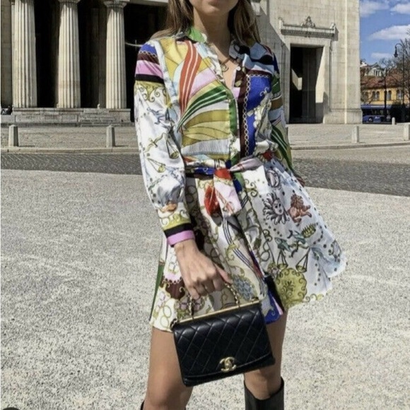 Zara Multicolor Chain Print Dress - Picture 3 of 16